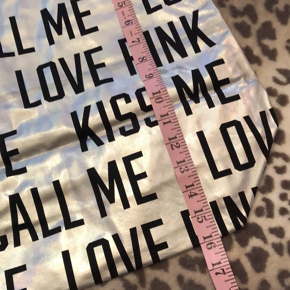 Victoria’s Secret Silver Metallic Love Me Kiss Me Call Me Tote Bag